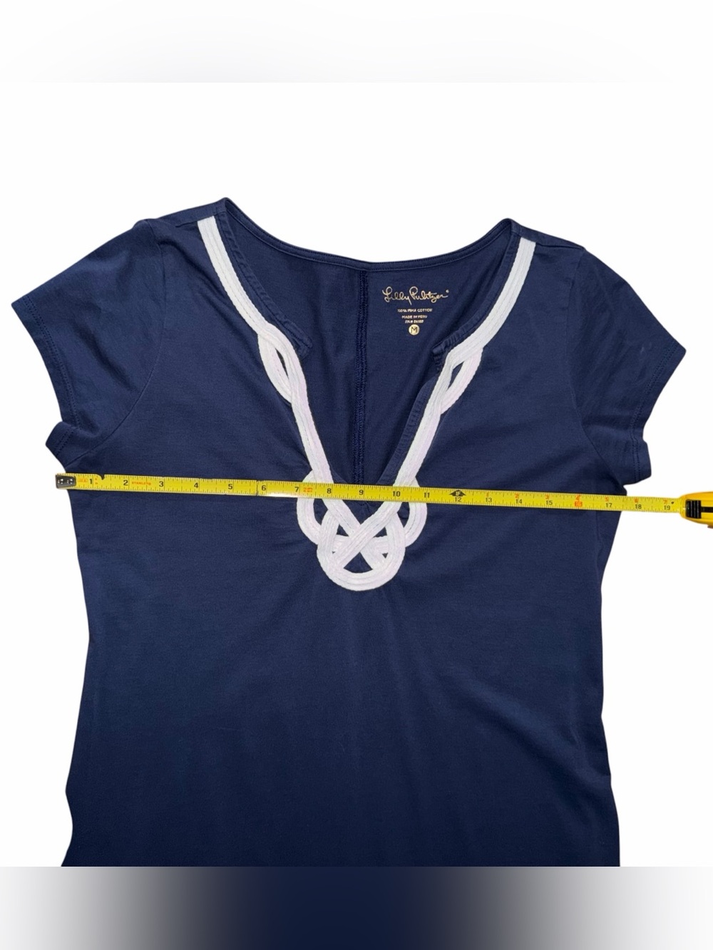 Lilly Pulitzer Brewster T-Shirt Dress Navy Blue White Rope Trim Pima Cotton Sz M - Picture 6 of 12